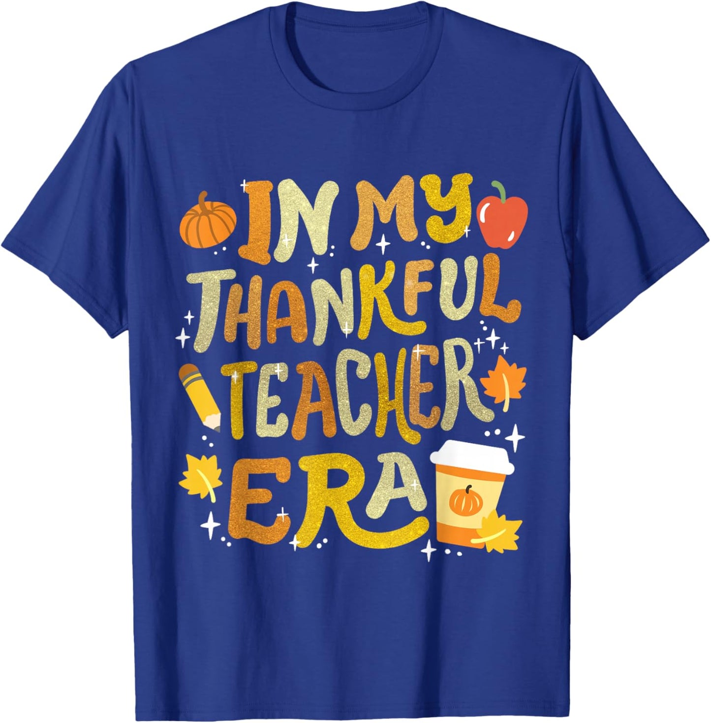 In My Thankful Teacher Era Retro Groovy Thanksgiving Women T-Shirt - T-Shirt | Royal