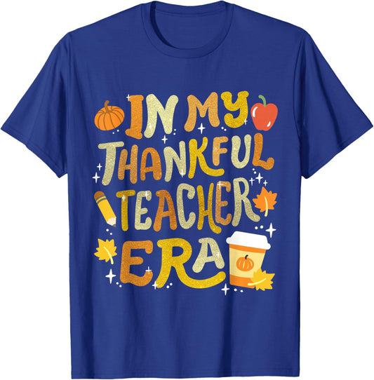 In My Thankful Teacher Era Retro Groovy Thanksgiving Women T-Shirt - T-Shirt | Royal