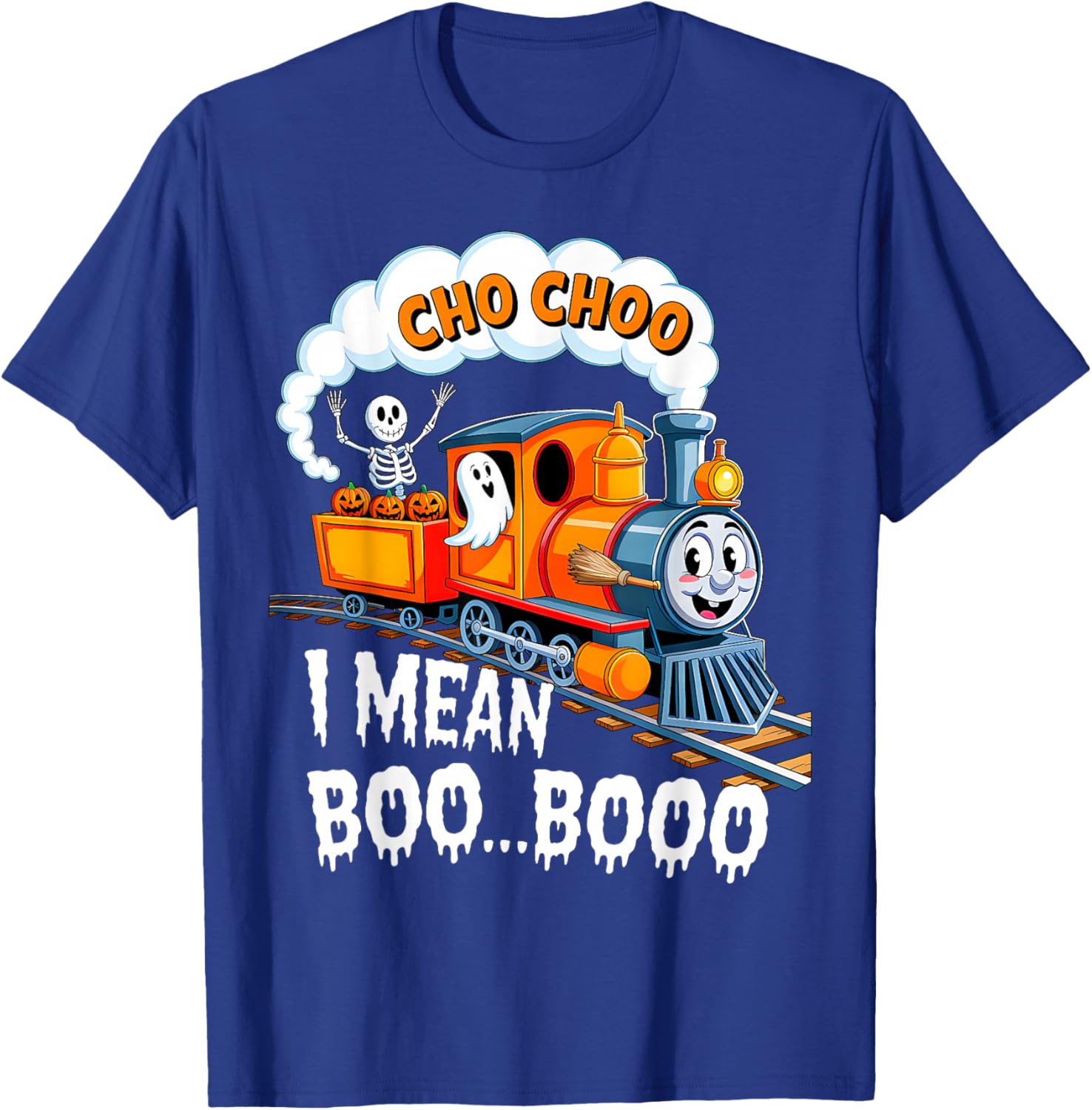 Halloween Train Choo I Mean Boo Ghost Pumpkin Toddler Kids T-Shirt - T-Shirt | Royal