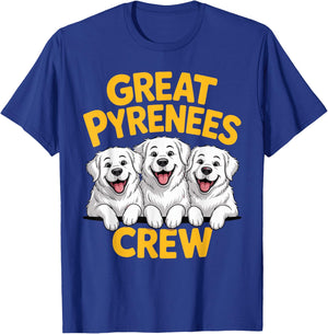 Great Pyrenees Crew Cartoon Pet Guardian Dog Breed PYR LGD T-Shirt - T-Shirt | Royal