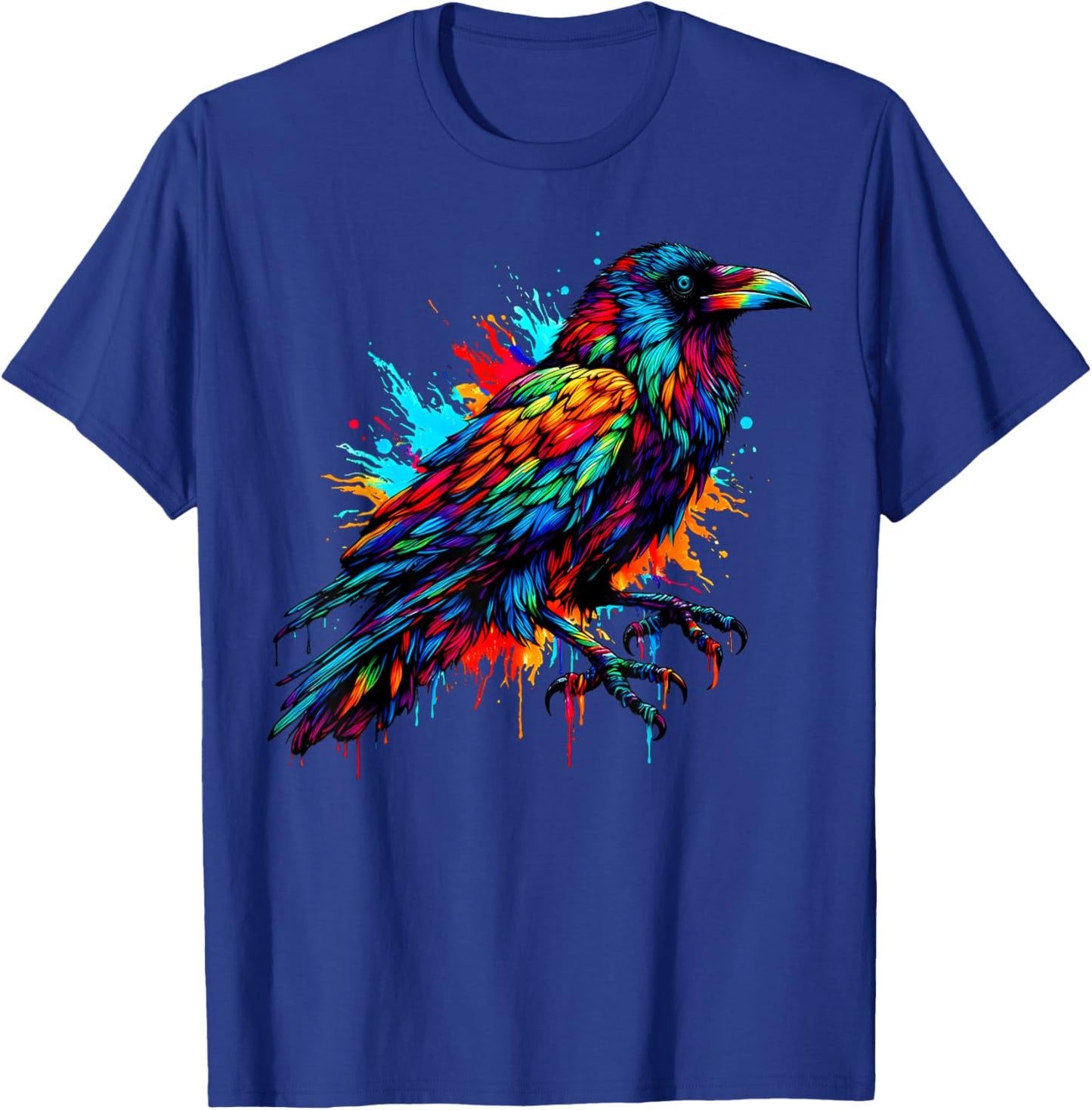 Cool Crow Bird Spirit Animal Illustration Tie Dye Art T-Shirt - T-Shirt | Royal