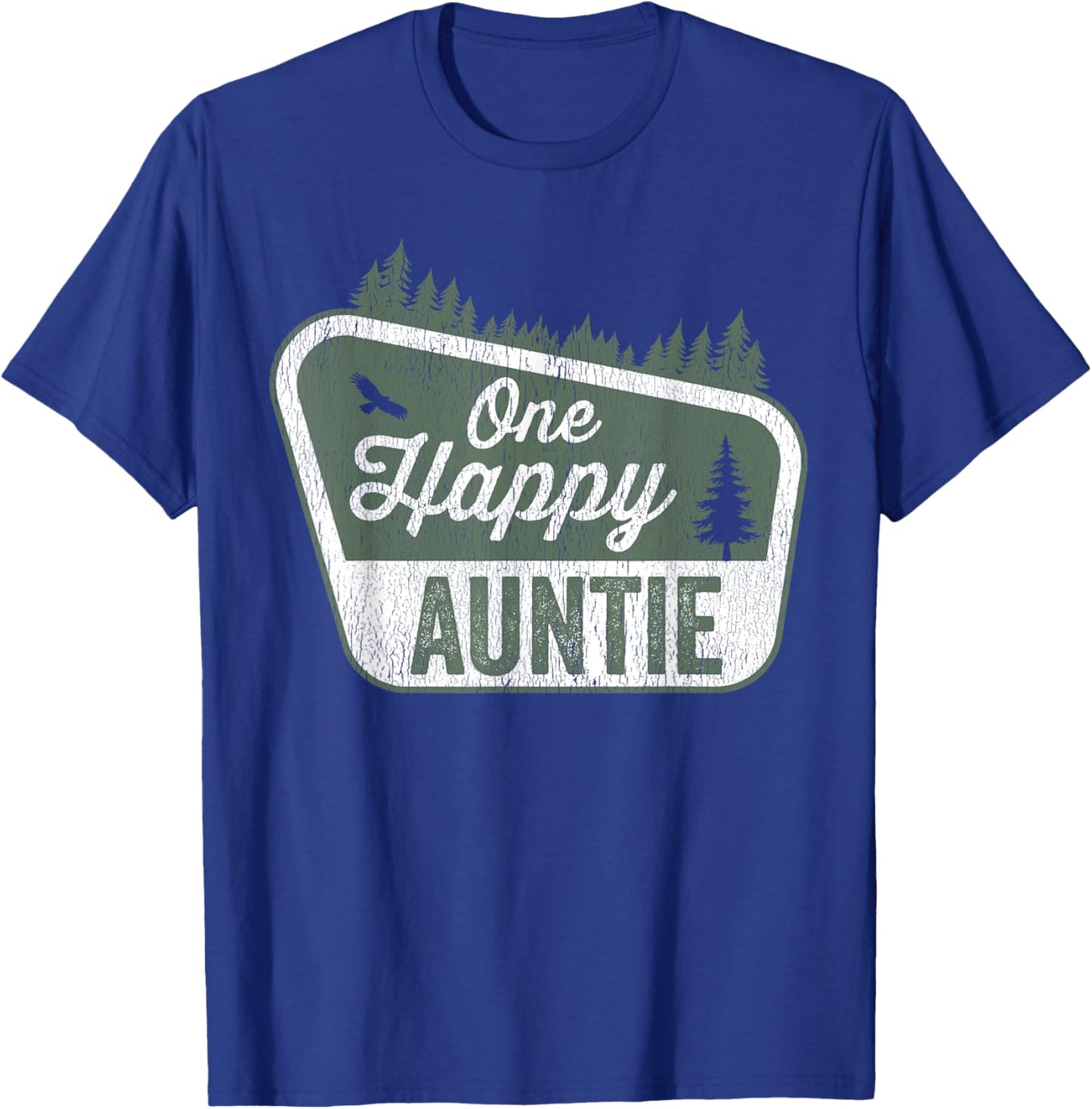 One Happy Auntie Matching Family Birthday Party Camping T-Shirt - T-Shirt | Royal