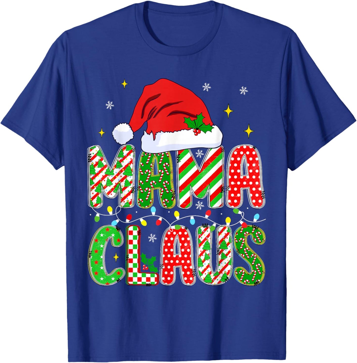 HUGvyn Christmas Mama Claus Mom Women Family Matching Pajama T-Shirt - T-Shirt | Royal