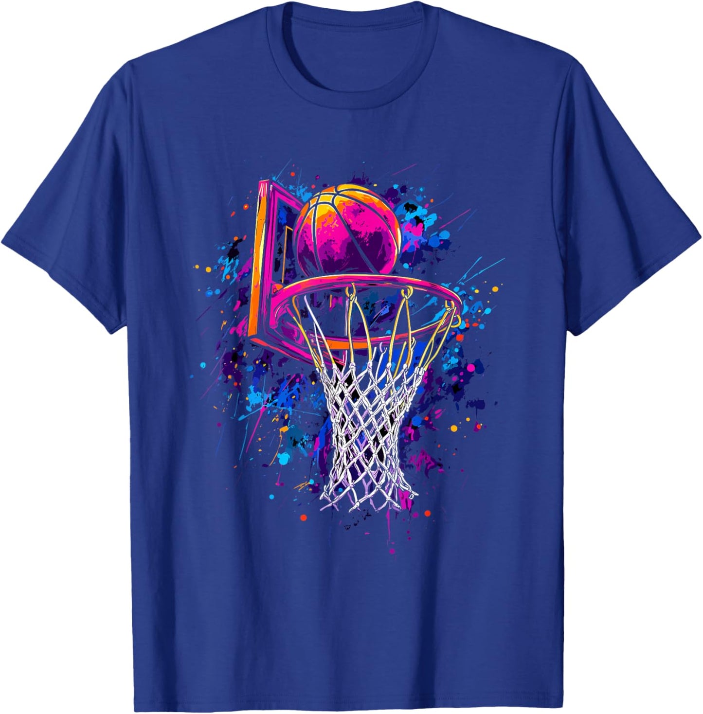 Colorful Basketball Tie Dye Color,Splash Basketball Hoop Net T-Shirt - T-Shirt | Royal