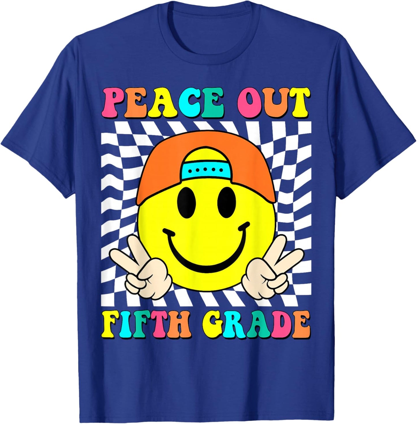 Last Day of School Peace Out 5th Grade Kids Boy Graduation T-Shirt - T-Shirt | Royal