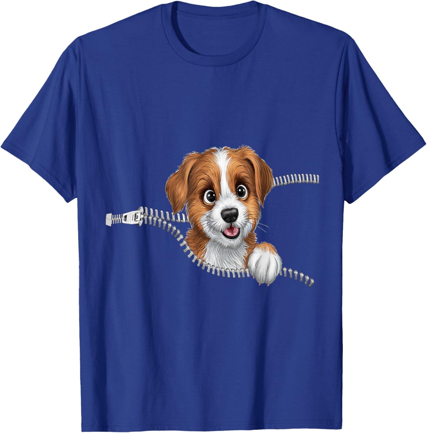 Cute Dog in Pocket Funny Zipper Pocket Graphic Design Puppy Women Girls Kids T-Shirt - T-Shirt | Royal