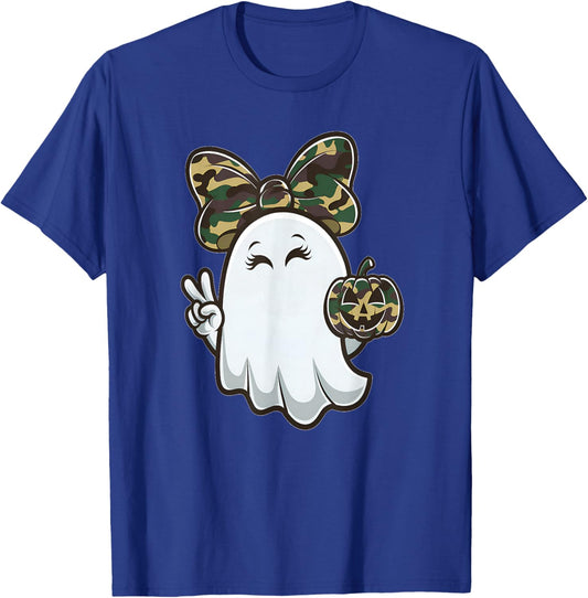 Funny Hello Hunting Season Halloween Camouflage Camo Ghost T-Shirt - T-Shirt | Royal