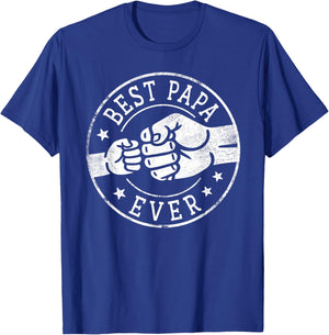 Best Papa Ever - Fist Bump Circle Emblem Design Papa T-Shirt - T-Shirt | Royal