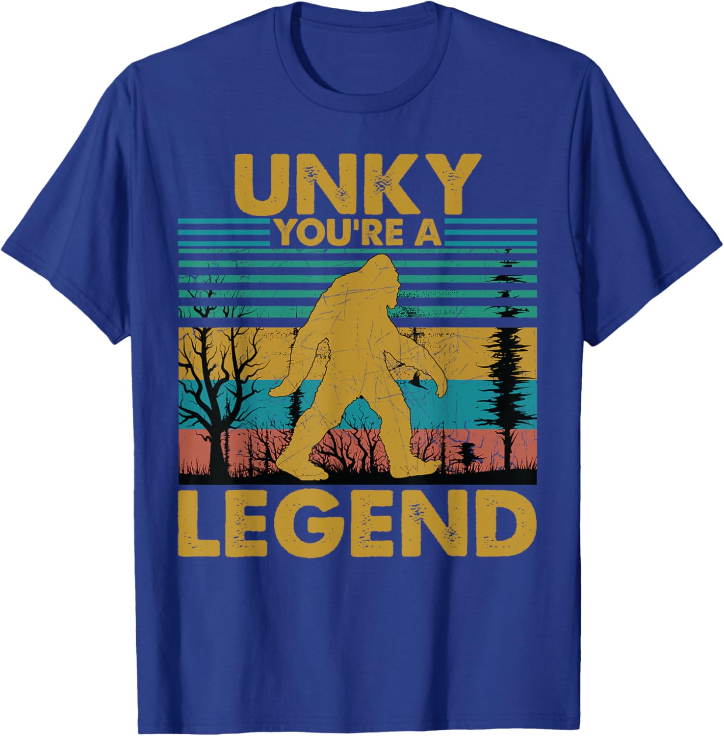 Unky You're A Legend Retro Vintage Bigfoot Uncle T-Shirt - T-Shirt | Royal