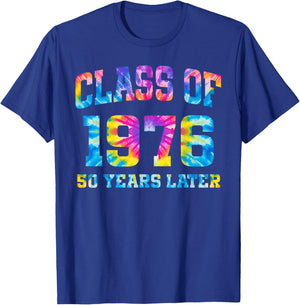 Tie Dye Class of 1976 Reunion 50 Year Alumni High School T-Shirt - T-Shirt | Royal