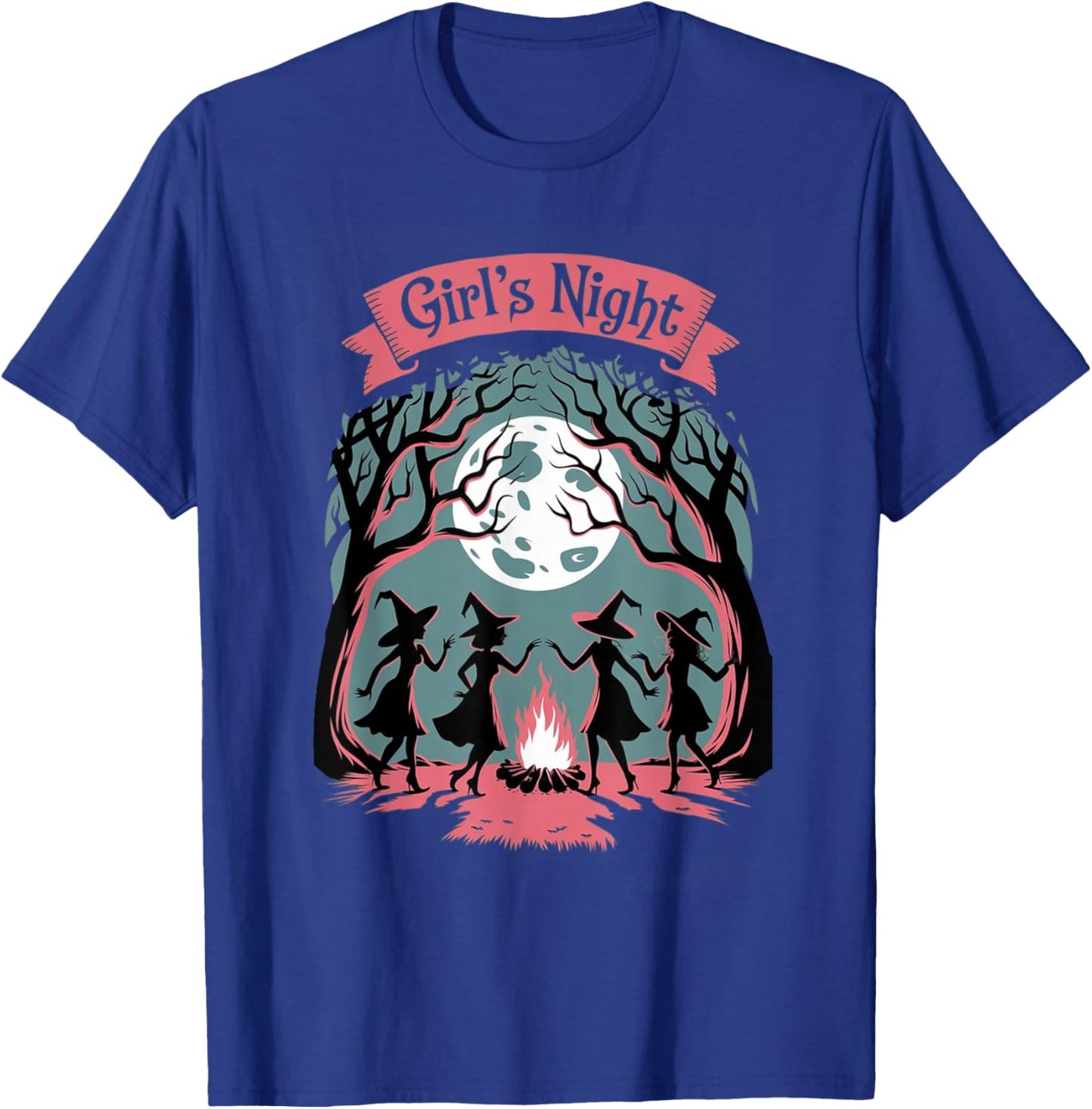 Girl's Night Witch Coven Halloween motif Spooky Fun banner T-Shirt - T-Shirt | Royal