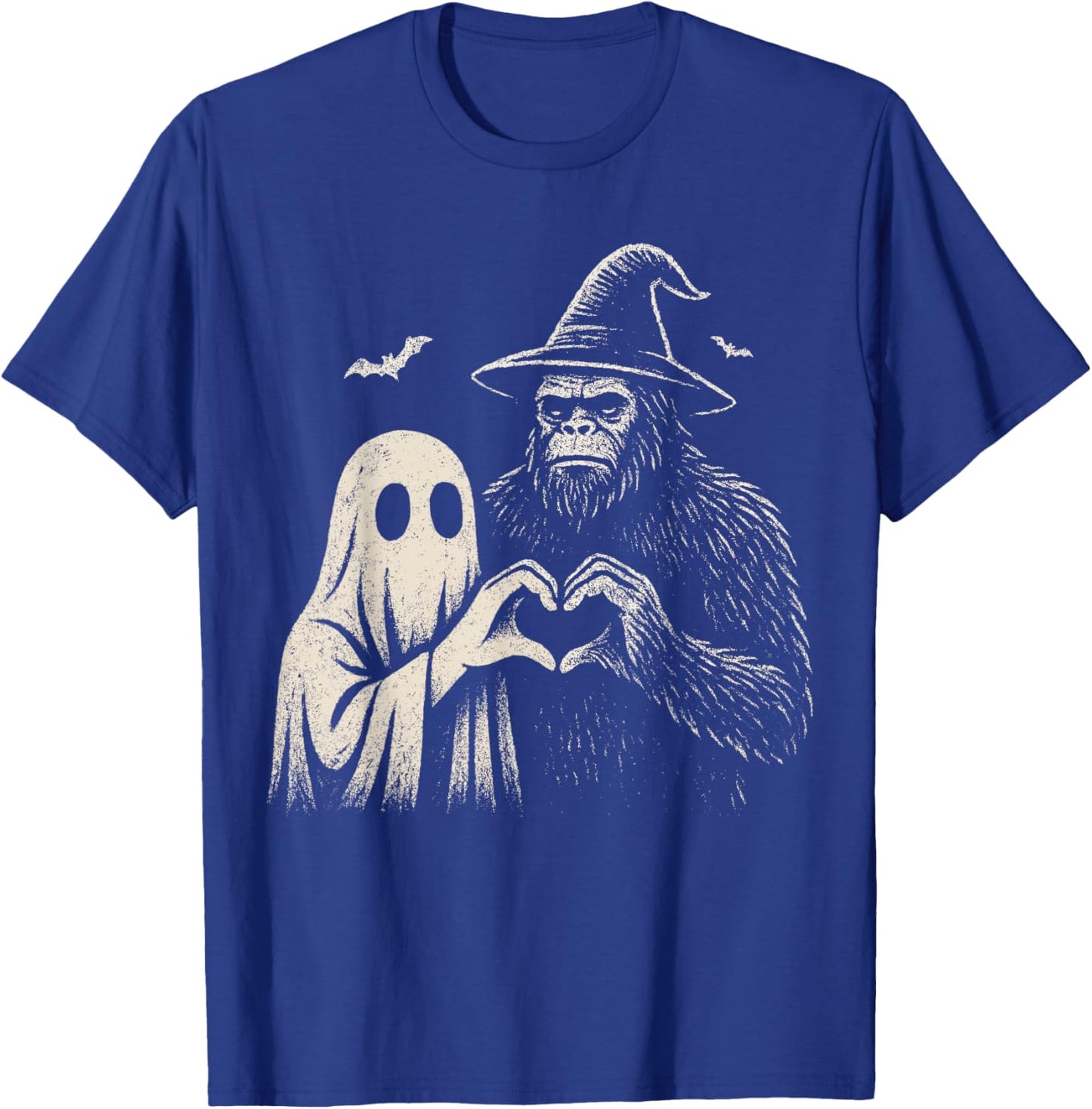 Sasquatch Ghost Love Hand Sign Bigfoot Halloween Men Spooky T-Shirt - T-Shirt | Royal