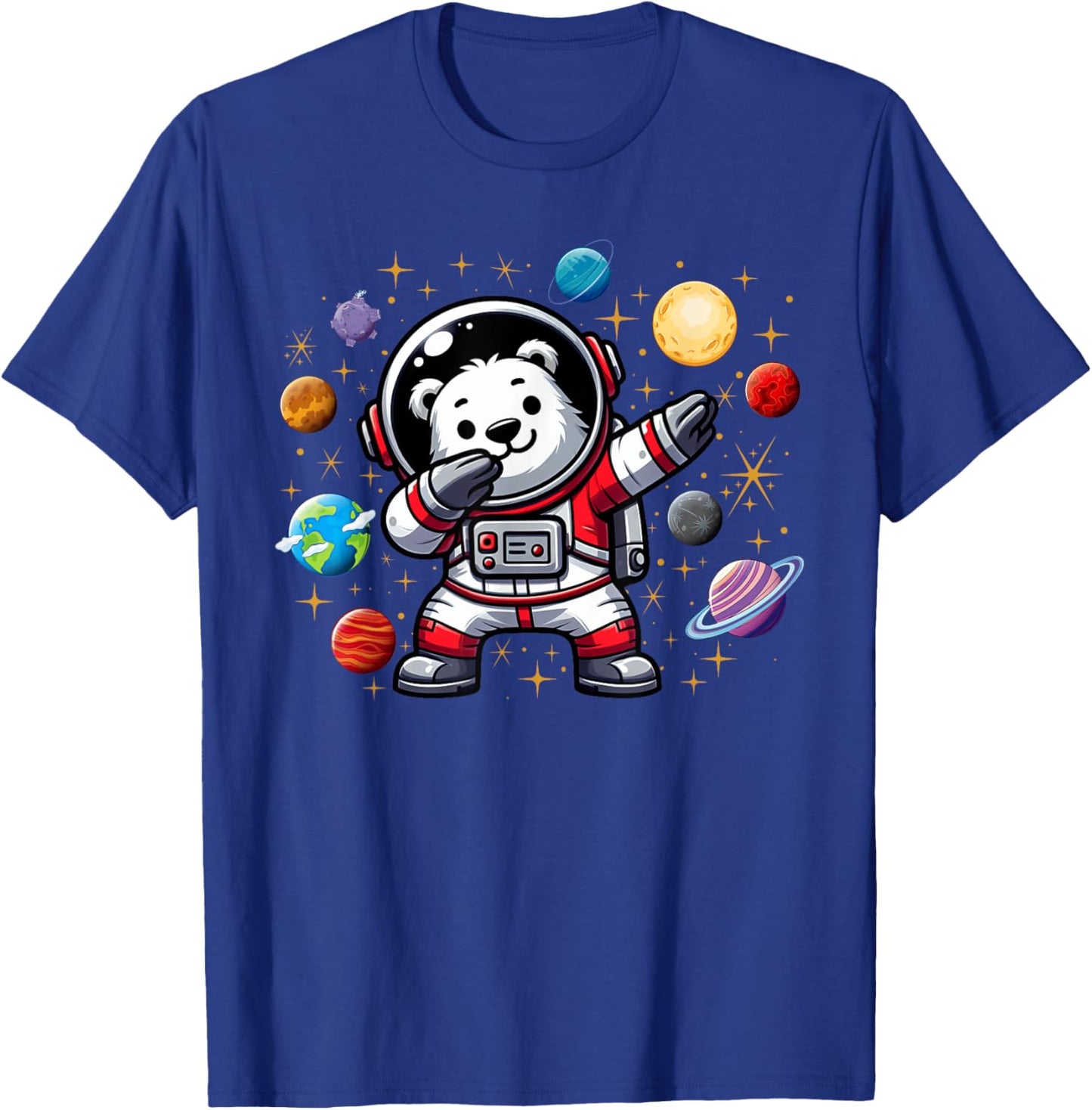 Polar Bear Astronaut Dabbin In Space Cosmic Galaxy Adventure T-Shirt - T-Shirt | Royal