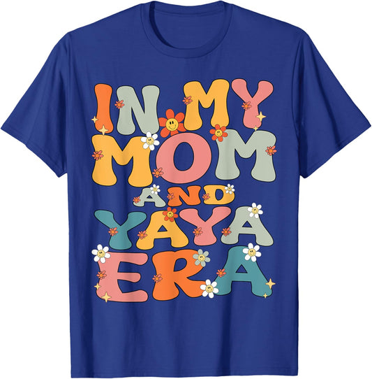 In My Mom And Yaya Era Groovy Mom And Yaya Grandma Christmas T-Shirt - T-Shirt | Royal
