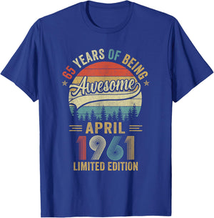 Vintage April 1961 65 Years Old 65Th Birthday Men Women T-Shirt - T-Shirt | Royal