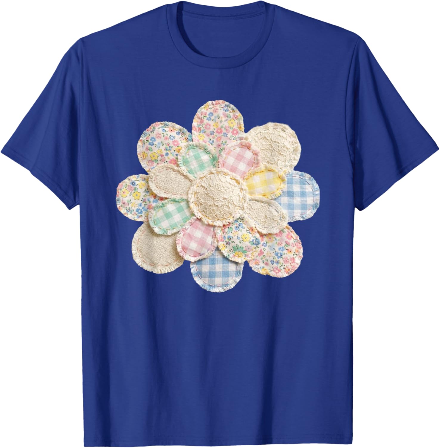 Patchwork Daisy Aesthetic Flower Spring T-Shirt - T-Shirt | Royal