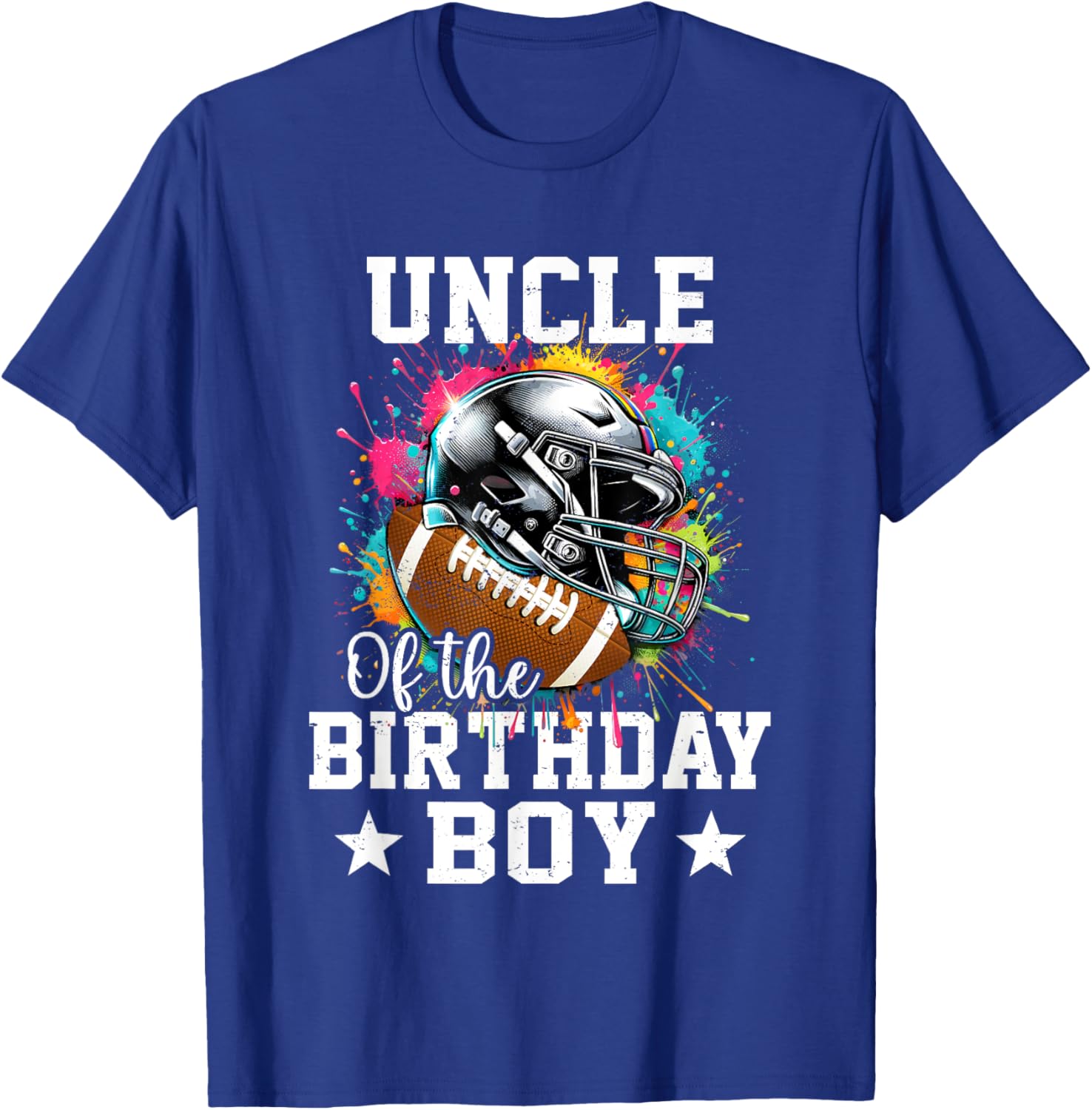 Uncle Of The Birthday Boy Football Lover First Birthday T-Shirt - T-Shirt | Royal