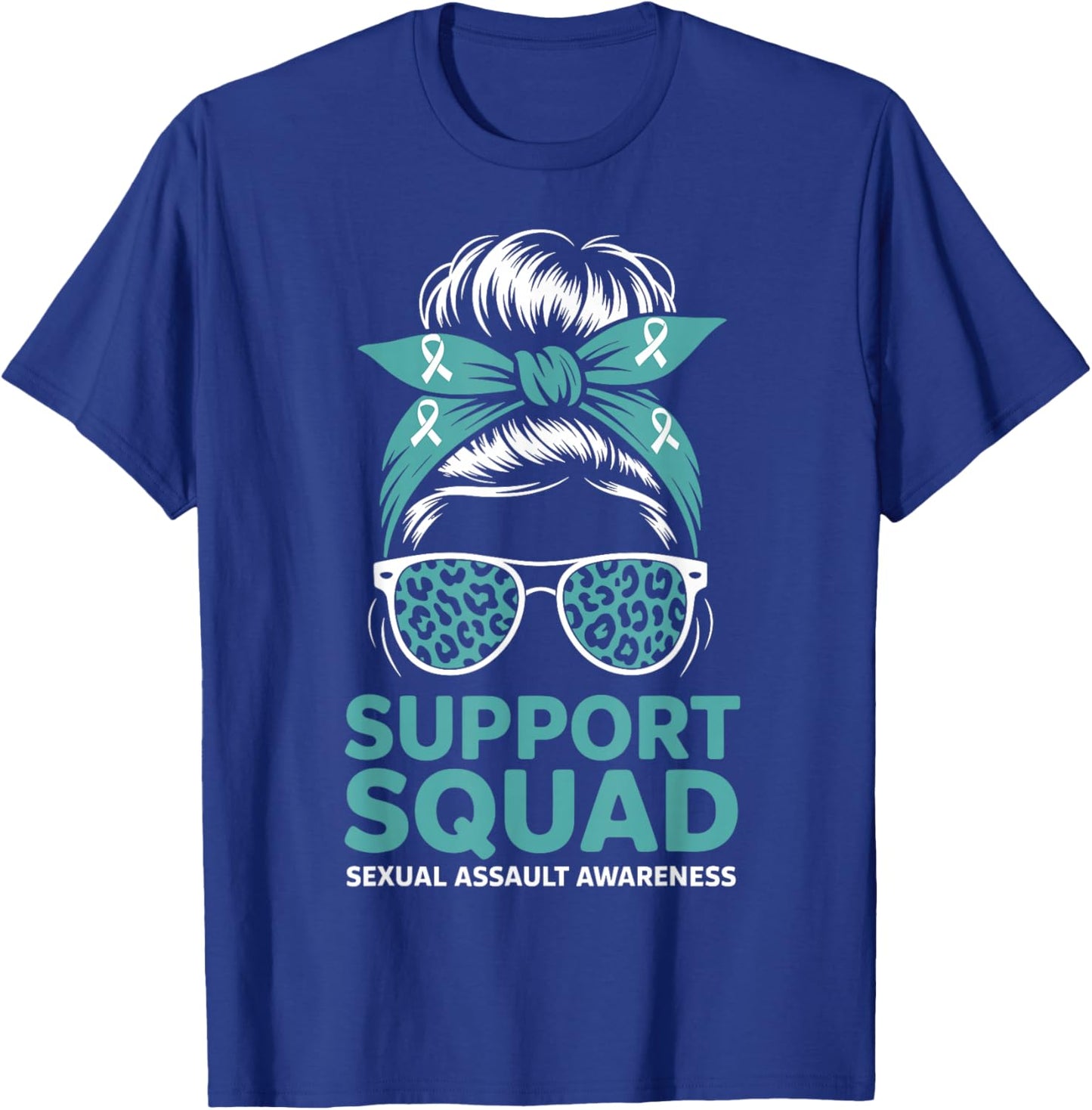 Support Squad Sexual Assault Awareness Month Messy Bun T-Shirt - T-Shirt | Royal