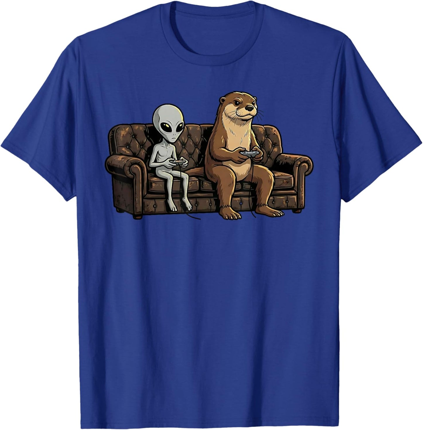 Funny Otter Alien Gaming Video Games Gamer Kids T-Shirt - T-Shirt | Royal
