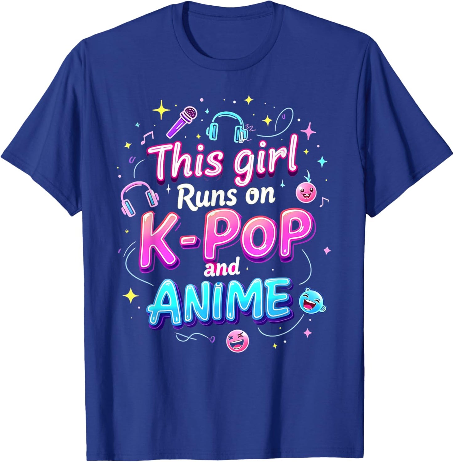 This Girl Runs On K-pop And Anime Cute Fan T-Shirt - T-Shirt | Royal
