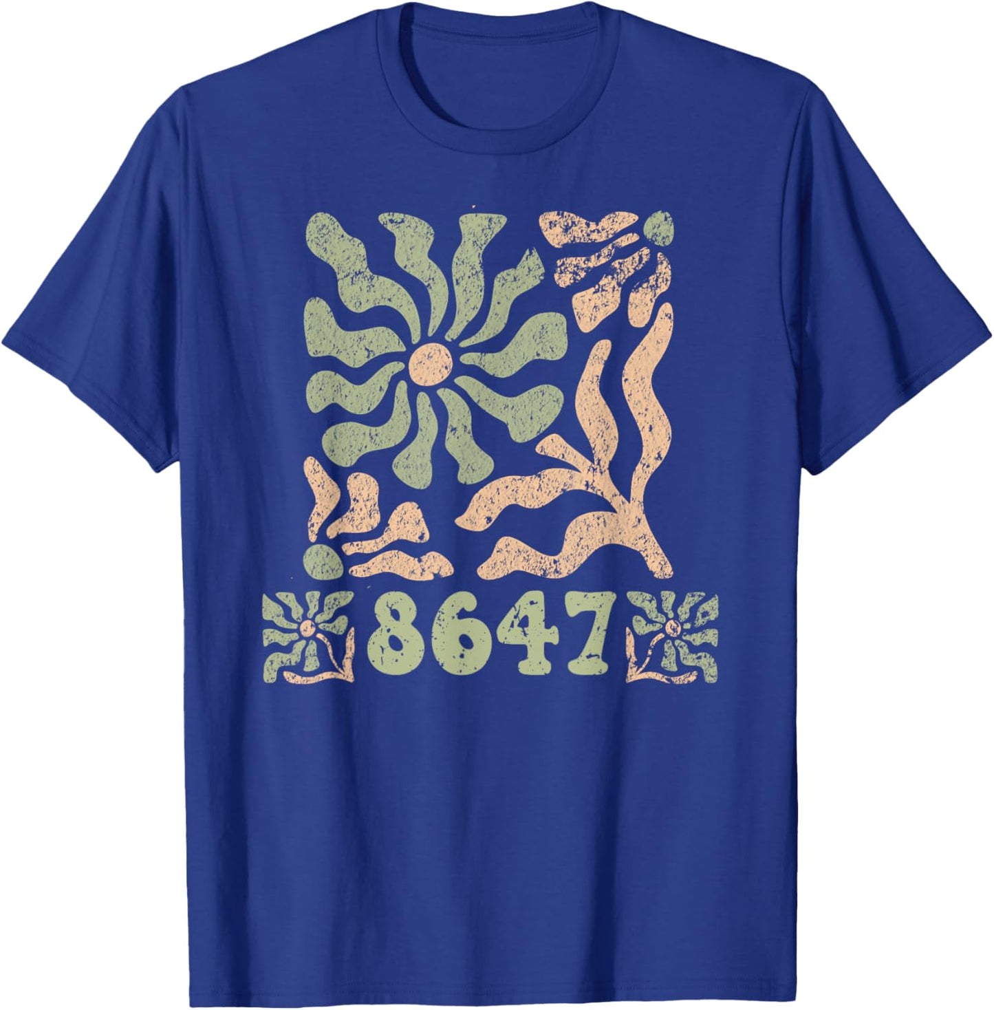 8647 Subtle Anti Trump 86 47 Floral Boho Style T-Shirt - T-Shirt | Royal