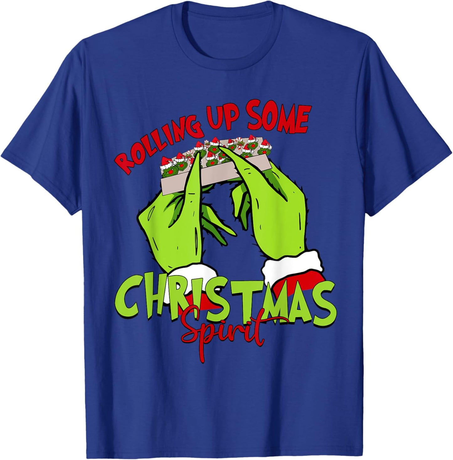 Rolling Up Some Christmas Spirit Xmas Santa Pajamas Holiday T-Shirt - T-Shirt | Royal