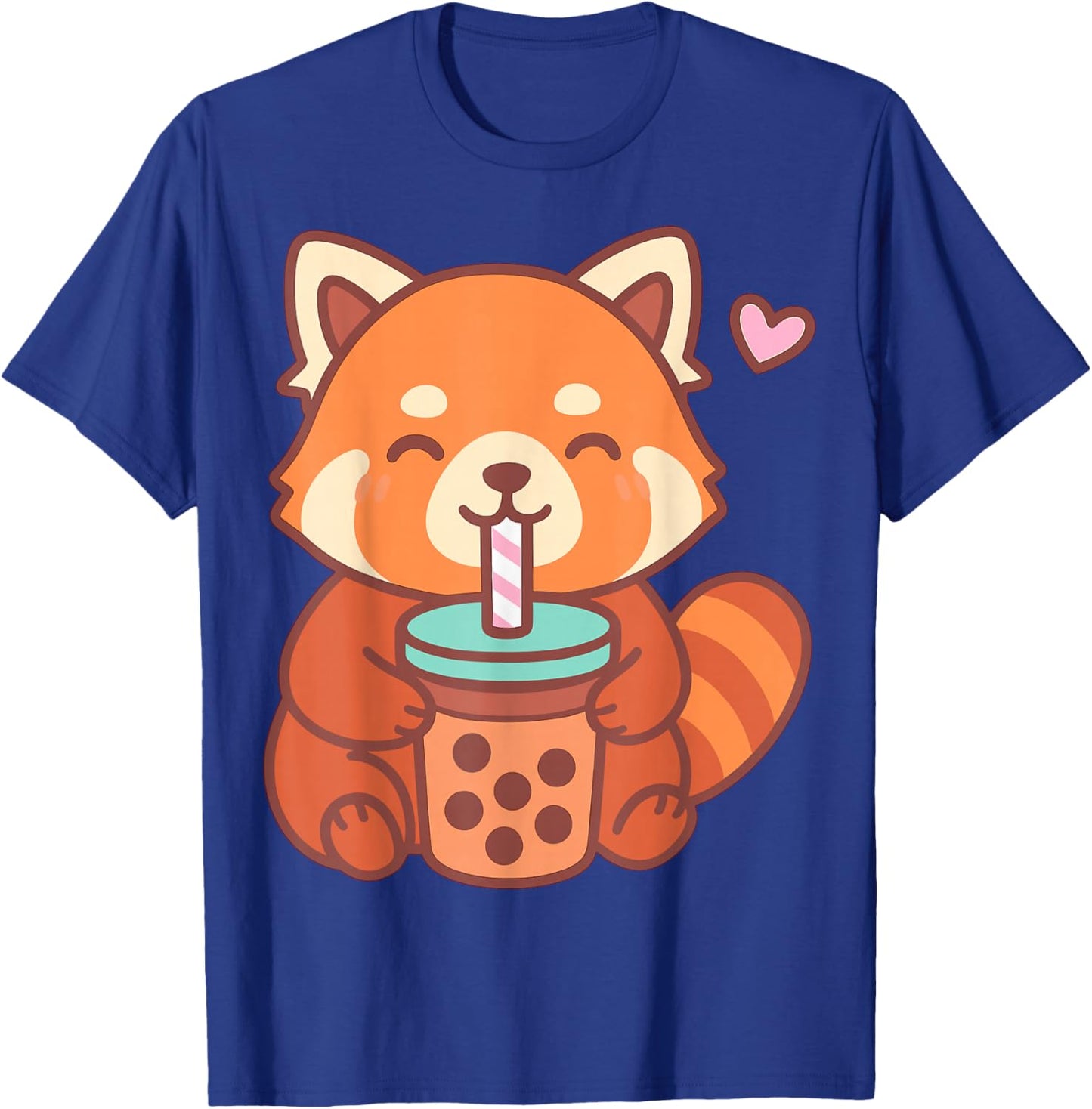 Kawaii Red Panda Drinking Boba Bubble Tea T-Shirt - T-Shirt | Royal