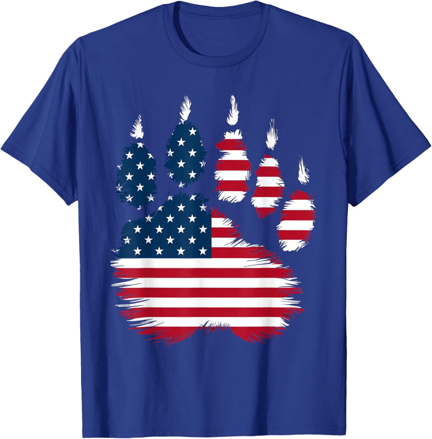 Bear Paw Patriotic USA Flag 4th of July Women Kids Men T-Shirt - T-Shirt | Royal