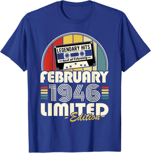 Vintage Anniversaire 80 Ans Née en Février 1946 Homme Femme T-Shirt - T-Shirt | Royal