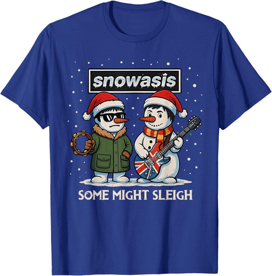 Snowasis Some Might Sleigh - Snowman Rock T-Shirt - T-Shirt | Royal