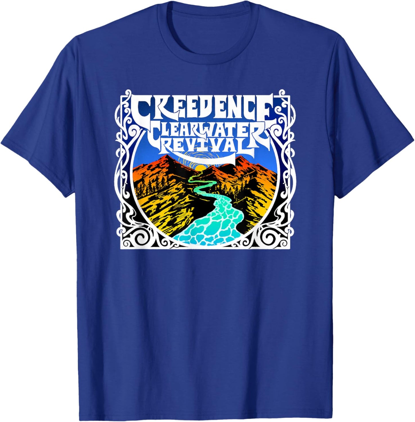Creedence Clearwater Revival Adults Kids Blue Short Sleeve Cotton Polyester Blend Classic Fit Small T-Shirt - T-Shirt | Royal