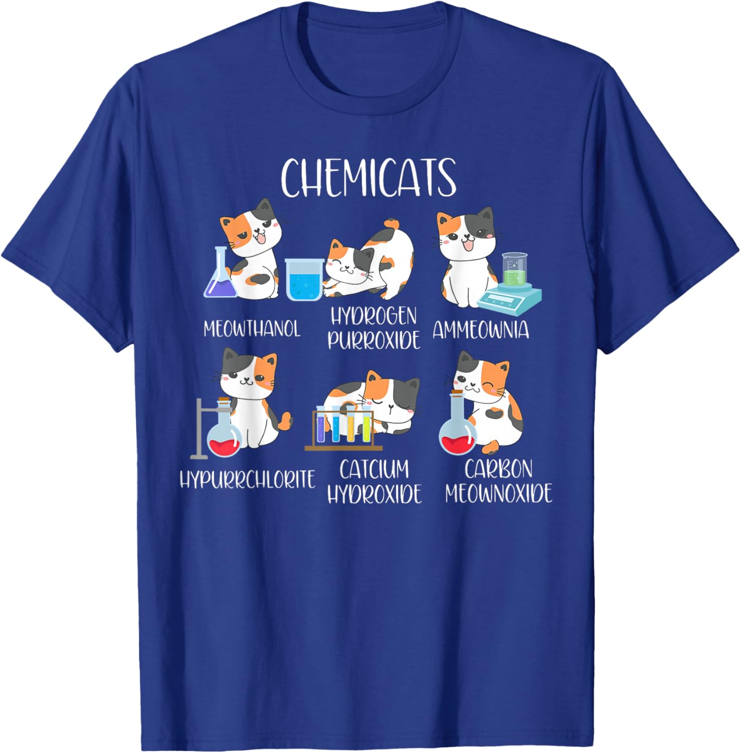 Cute Cats Scientist Science Teacher Cat Lover , -Adults, Black, Small, Short Sleeve T-Shirt - T-Shirt | Royal