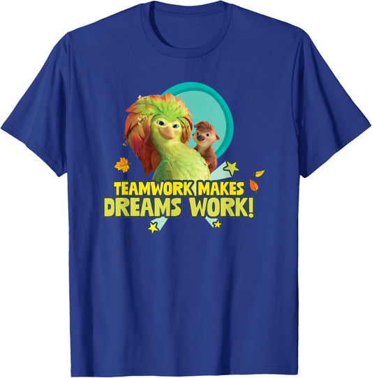 Teamwork Makes Dreams Work Regal Bird Forest Critter T-Shirt - T-Shirt | Royal