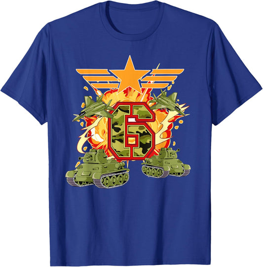 6th Birthday Army T-Shirt - T-Shirt | Royal