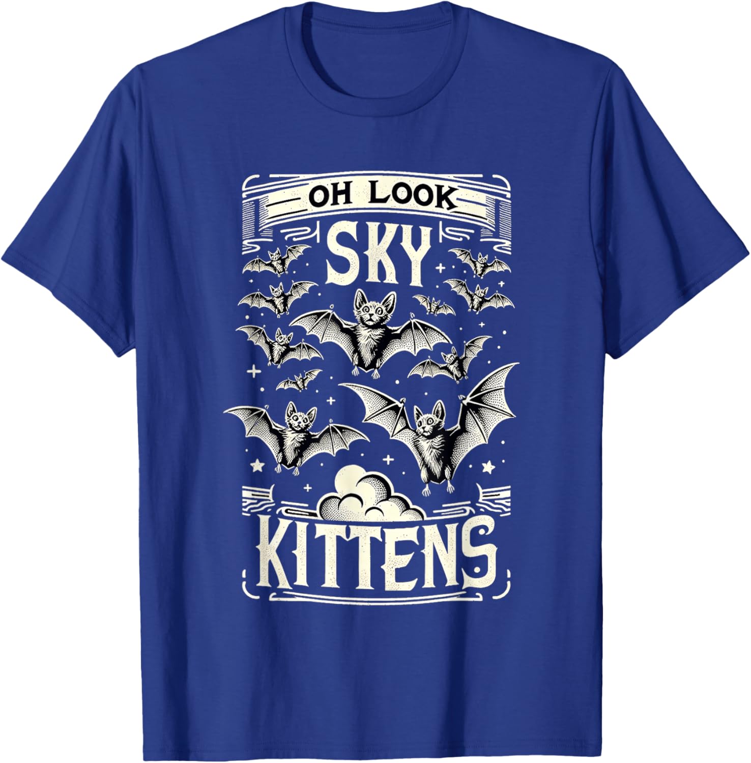 Oh Look Sky Kittens Bat Lover Animal Humor T-Shirt - T-Shirt | Royal