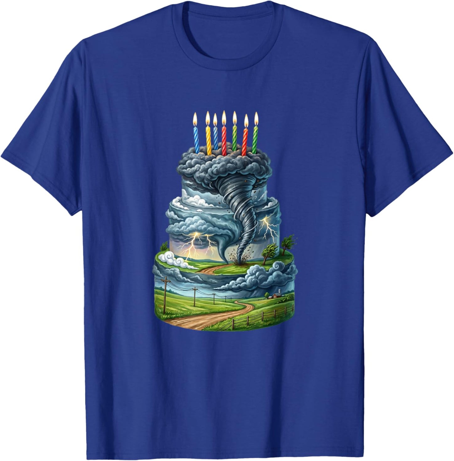 Tornado Storm Chaser Birthday Cake T-Shirt - T-Shirt | Royal