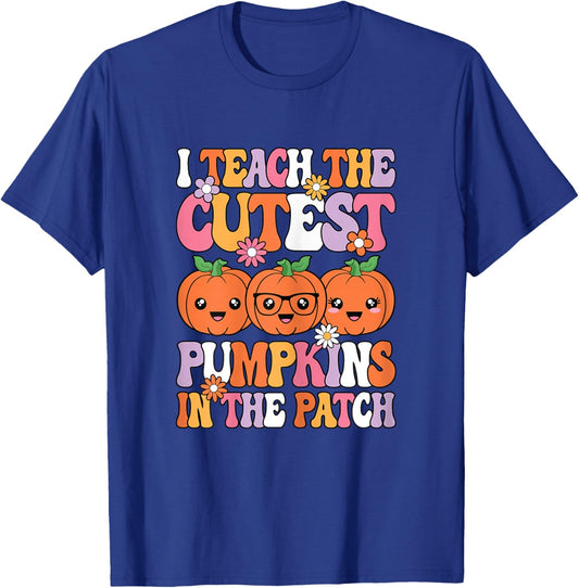 I Teach The Cutest Pumpkins Halloween Fall Teacher Women T-Shirt - T-Shirt | Royal