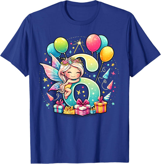 Kids Fairy Theme sixth Bday Party 6th Fairy Birthday T-Shirt - T-Shirt | Royal