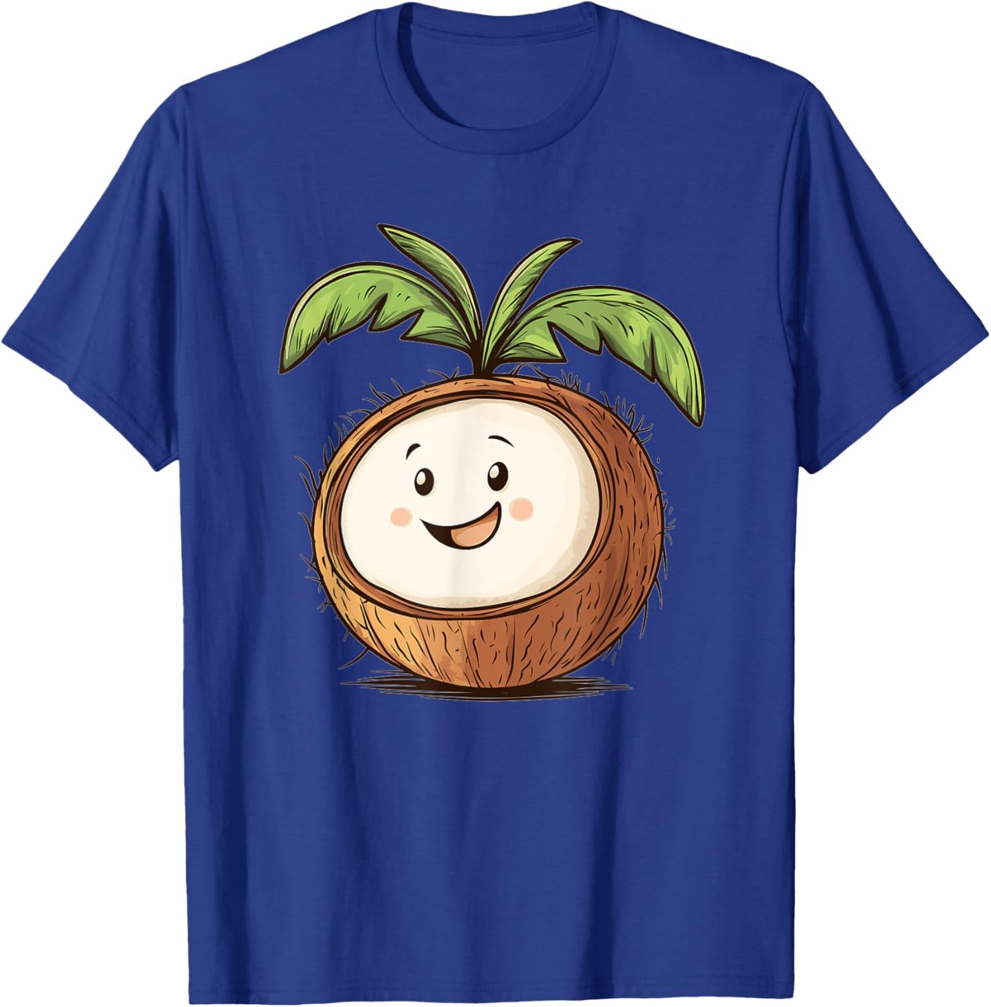 Cute Smiling Coconut I Cartoon Coconut T-Shirt - T-Shirt | Royal