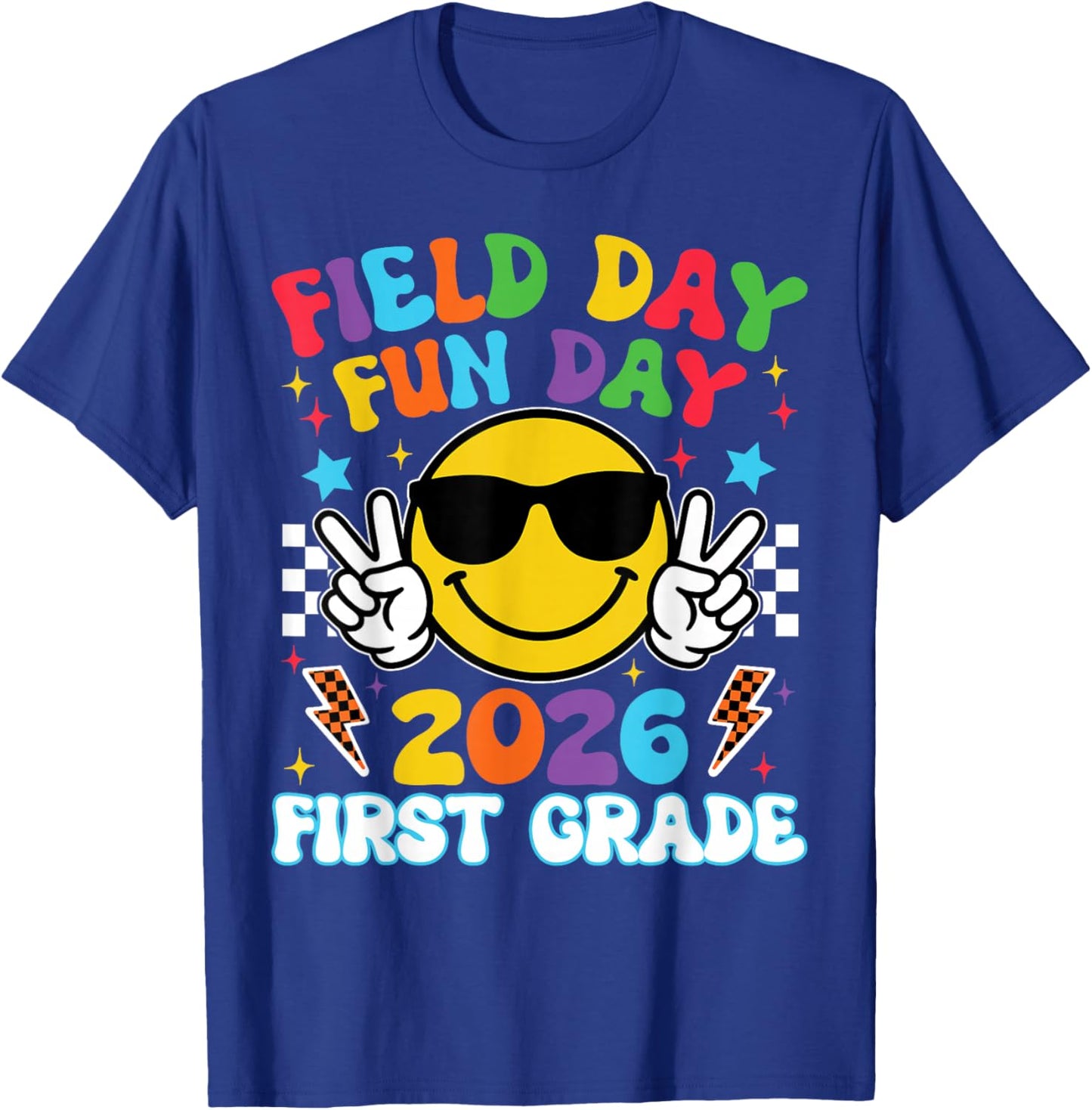 1st Grade Field Day Fun Day 2026 Teacher Boy Girl Kid T-Shirt - T-Shirt | Royal