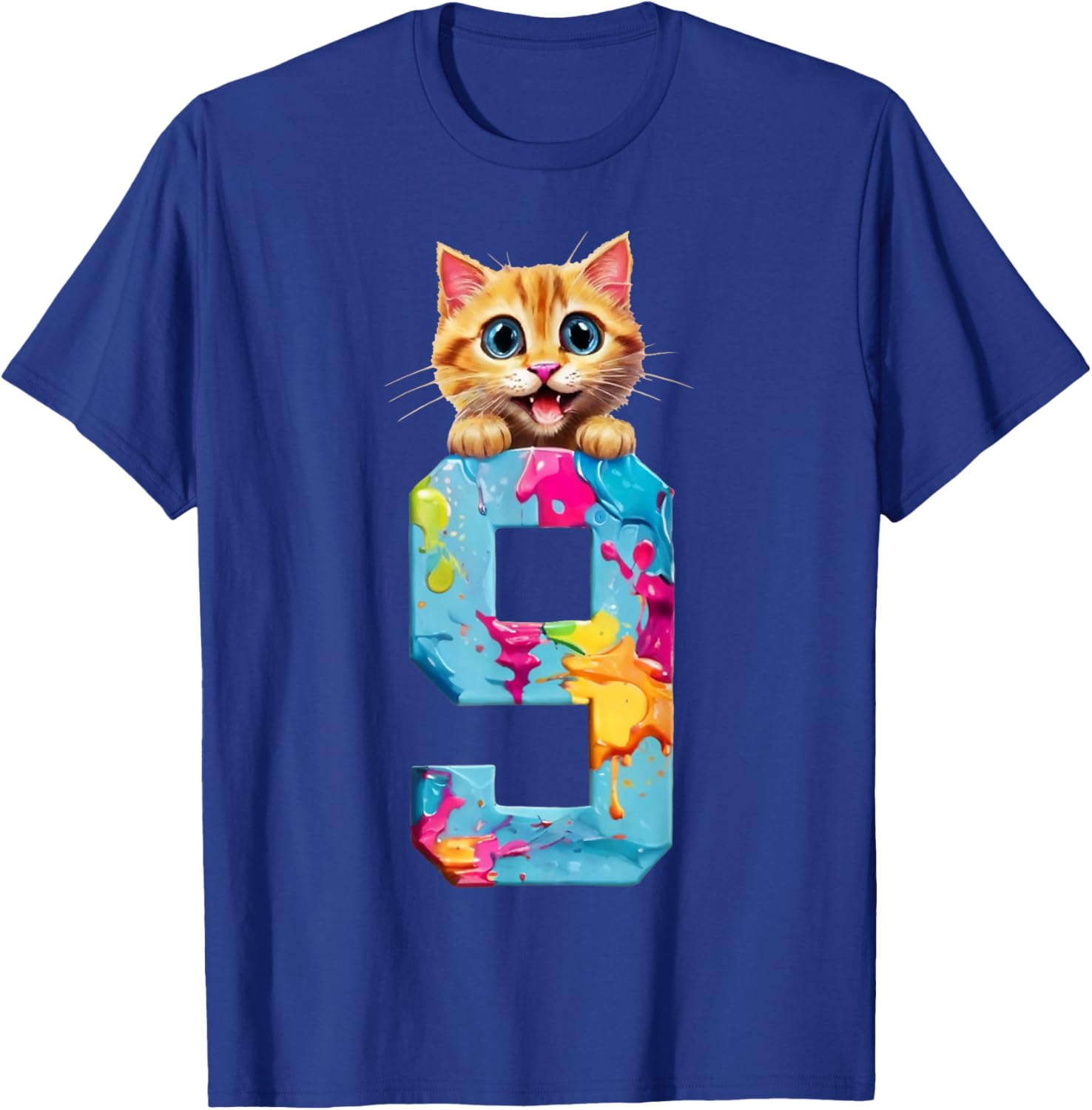 CATS 9 YEARS CAT 9th BIRTHDAY Men Women Kids T-Shirt - T-Shirt | Royal