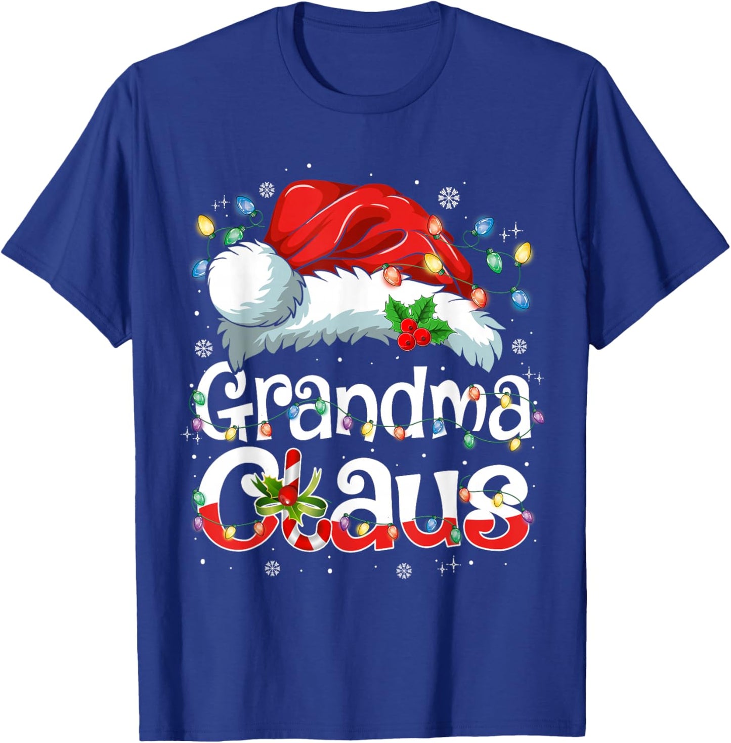 Grandma Claus Shirt Christmas Lights Pajama Family Matching T-Shirt - T-Shirt | Royal