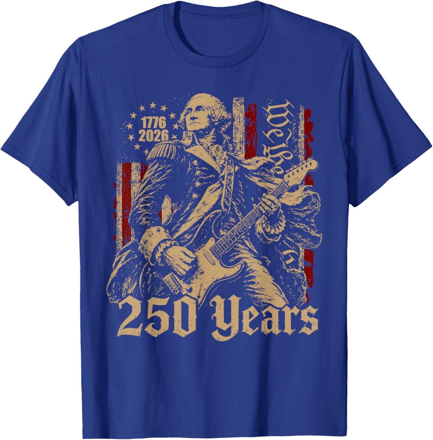 Vintage George Washington Playing Guitar 250 Years America T-Shirt - T-Shirt | Royal