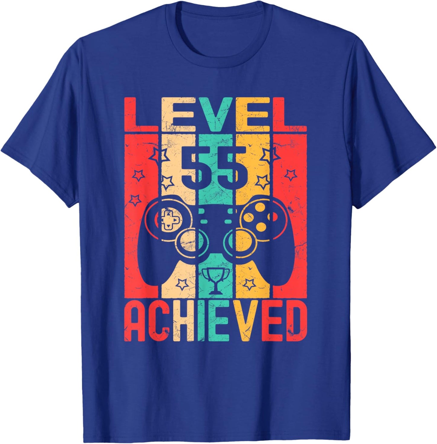 Level 55 Achieved Game Controller, Funny 55th Birthday T-Shirt - T-Shirt | Royal