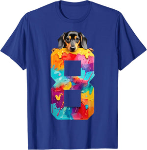 Dog 8 Years Dachshund 8th Birthday T-Shirt - T-Shirt | Royal