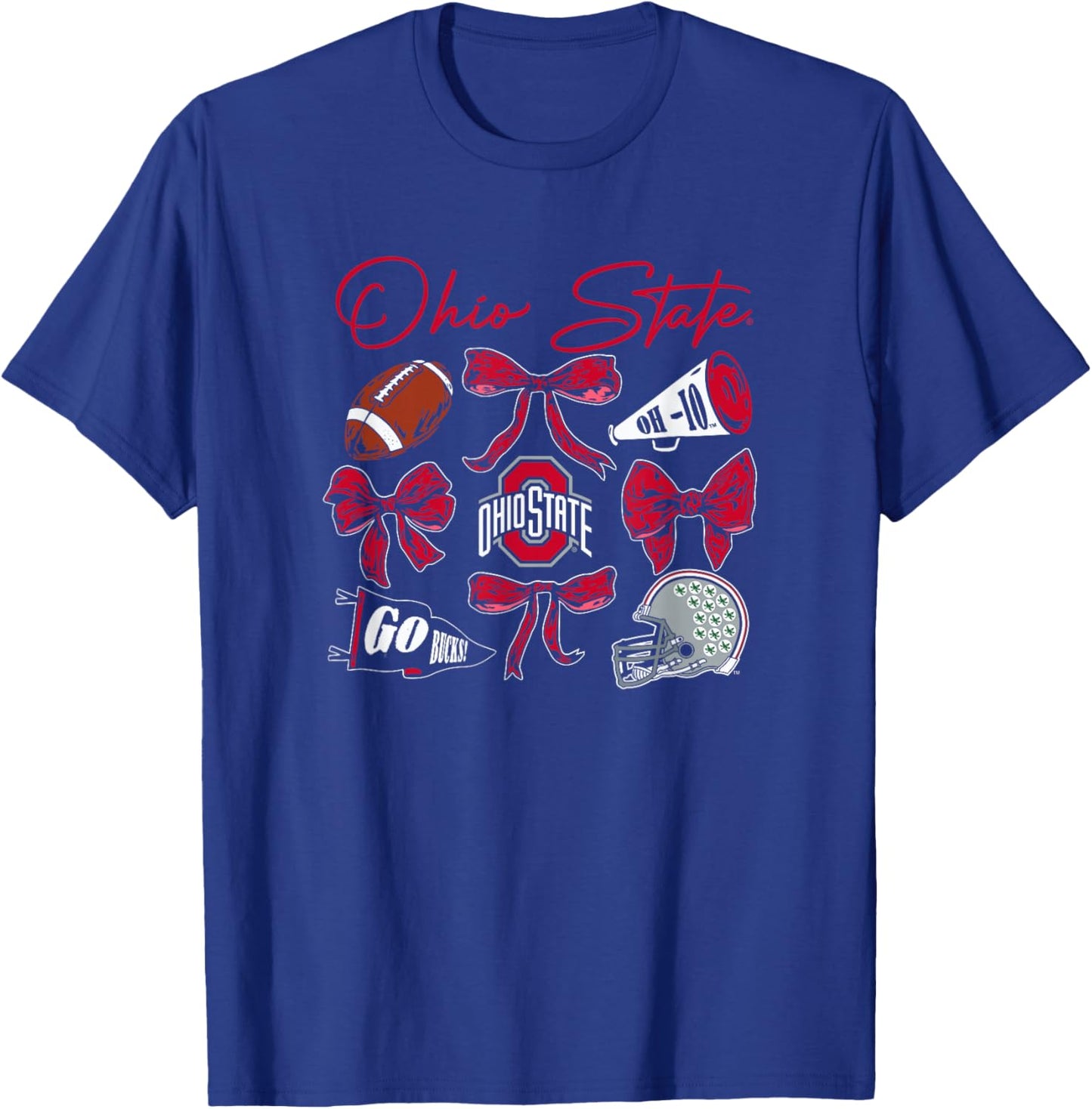 Ohio State Buckeyes Football Bows Black Officially Licensed T-Shirt - T-Shirt | Royal