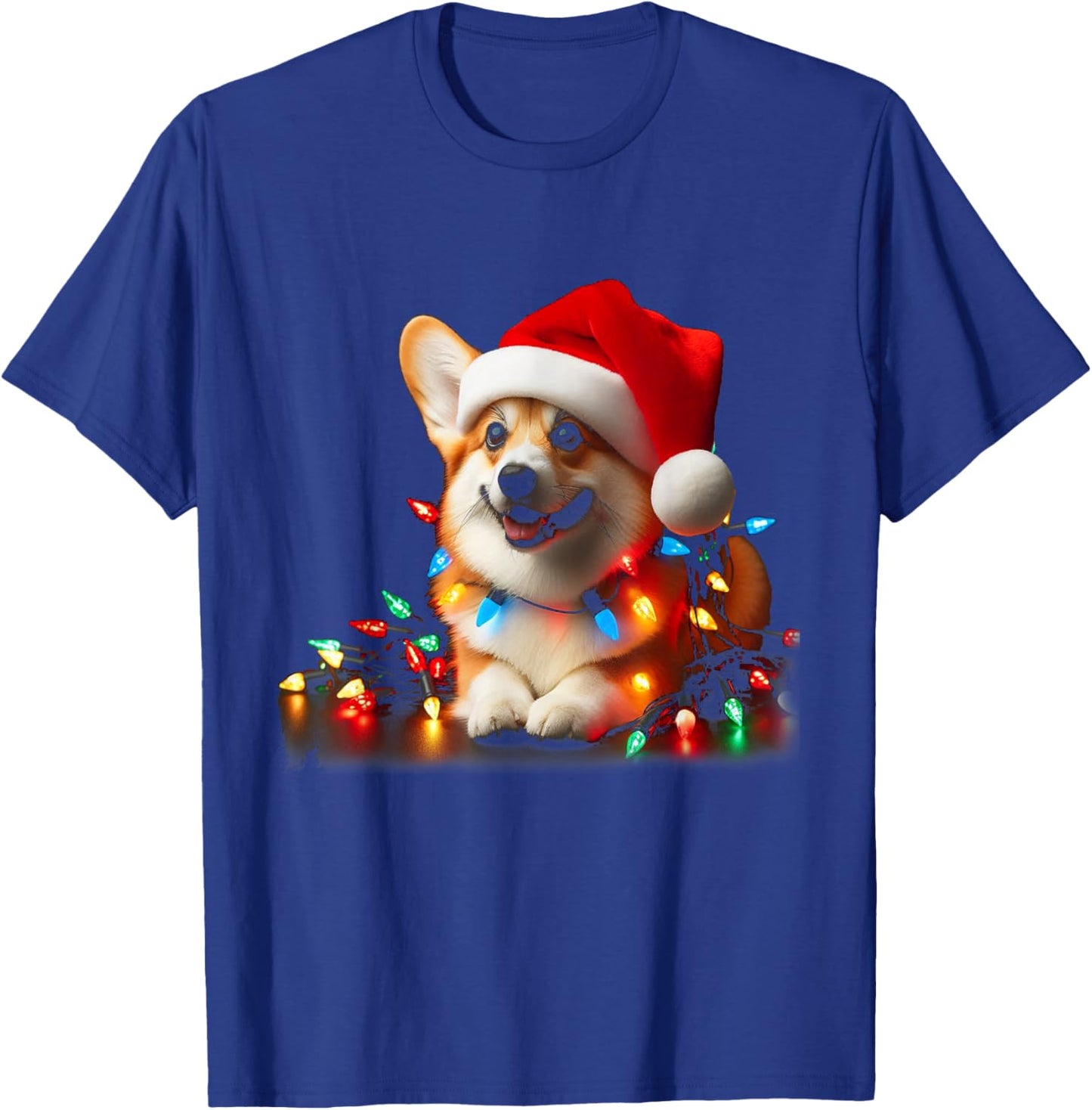 Corgi Santa Christmas Tree Lights Boys Men Corgmas Dog T-Shirt - T-Shirt | Royal
