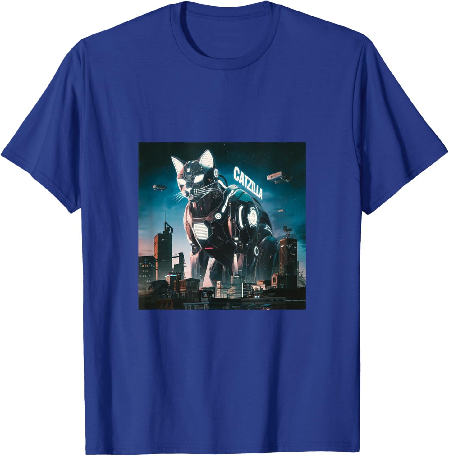 Catzilla Cyber Cat – Futuristic Robot Feline Catzilla Women Kids T-Shirt - T-Shirt | Royal
