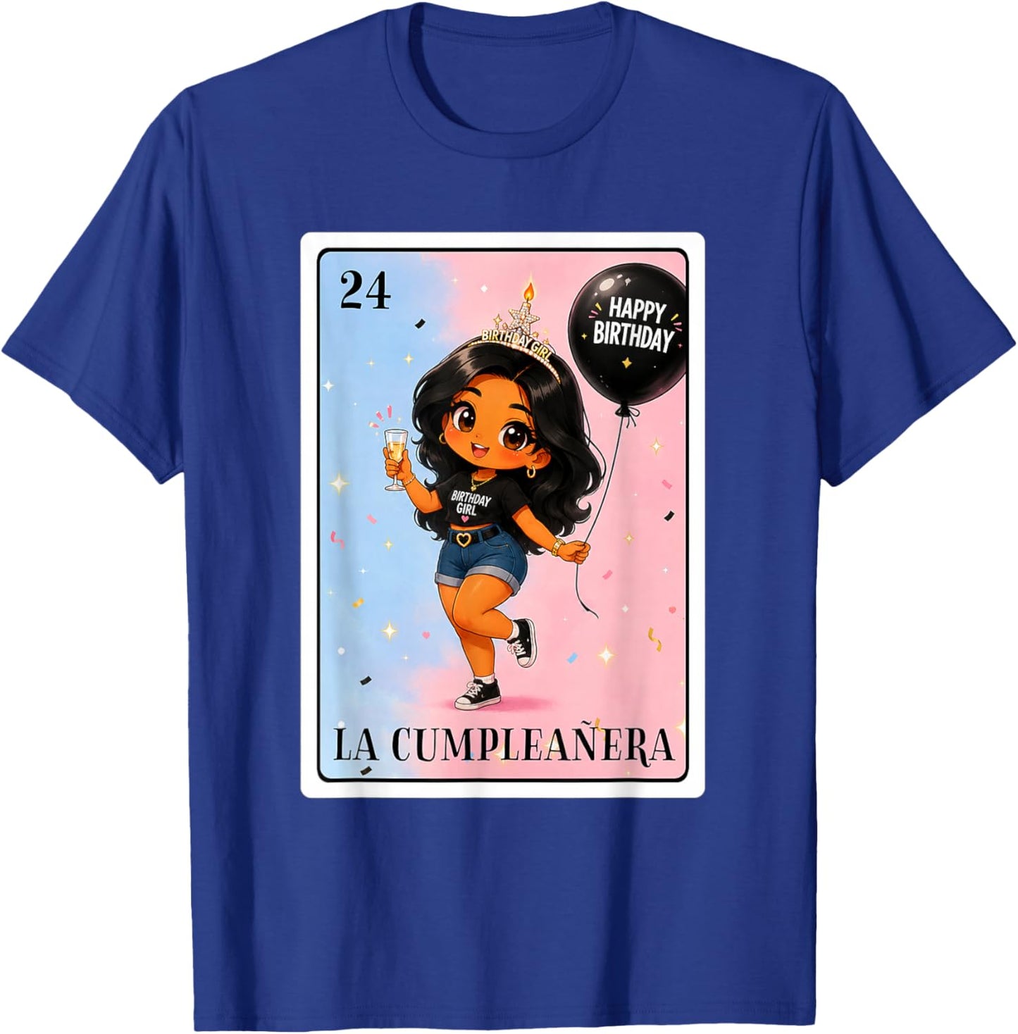 Latina La Cumpleanera Birthday Girl Mexican Bingo Card T-Shirt - T-Shirt | Royal