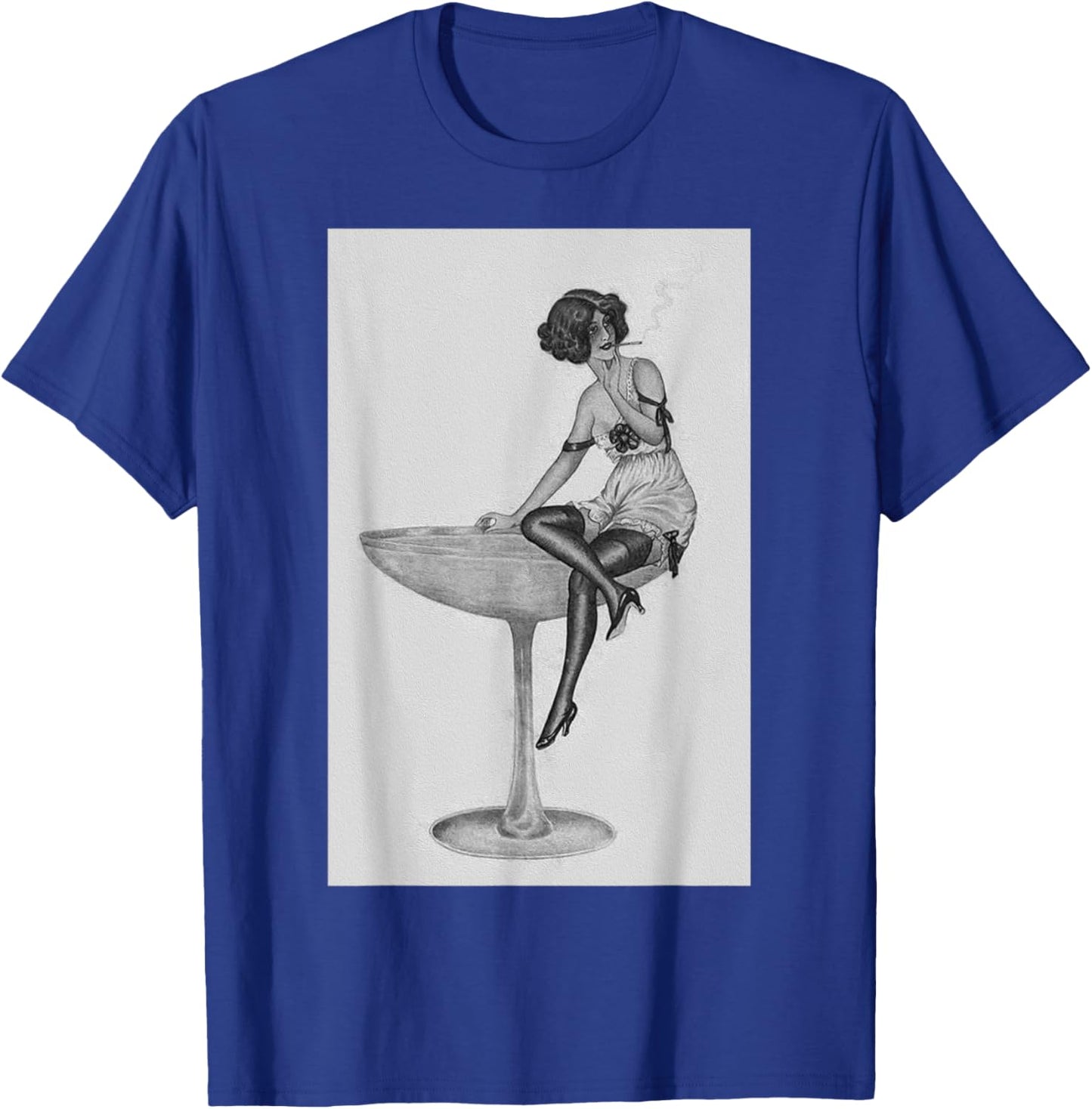 1920's Flapper Girl in Pink Dress - Retro Cocktail Aesthetic T-Shirt - T-Shirt | Royal
